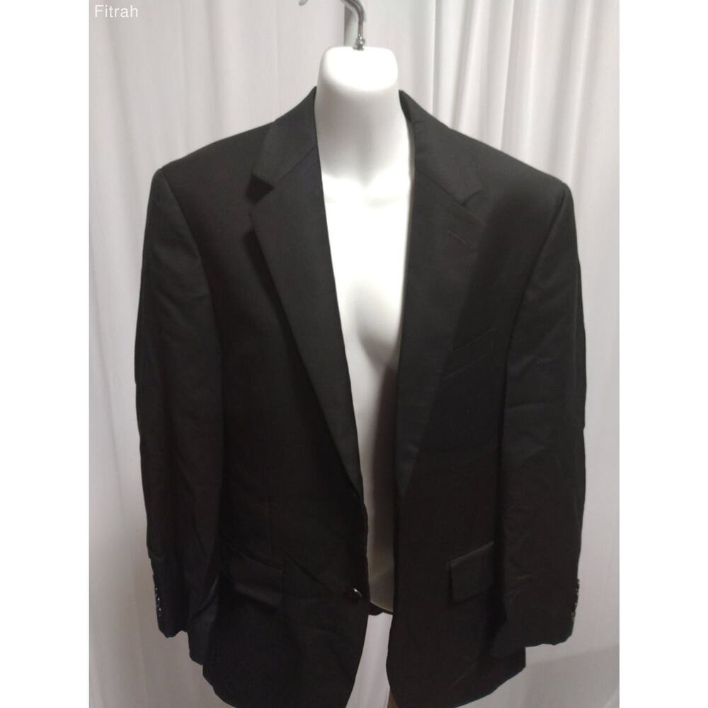 Alfani Men Long Sleeve Overcoat Collared Black Wool Blend Button Up